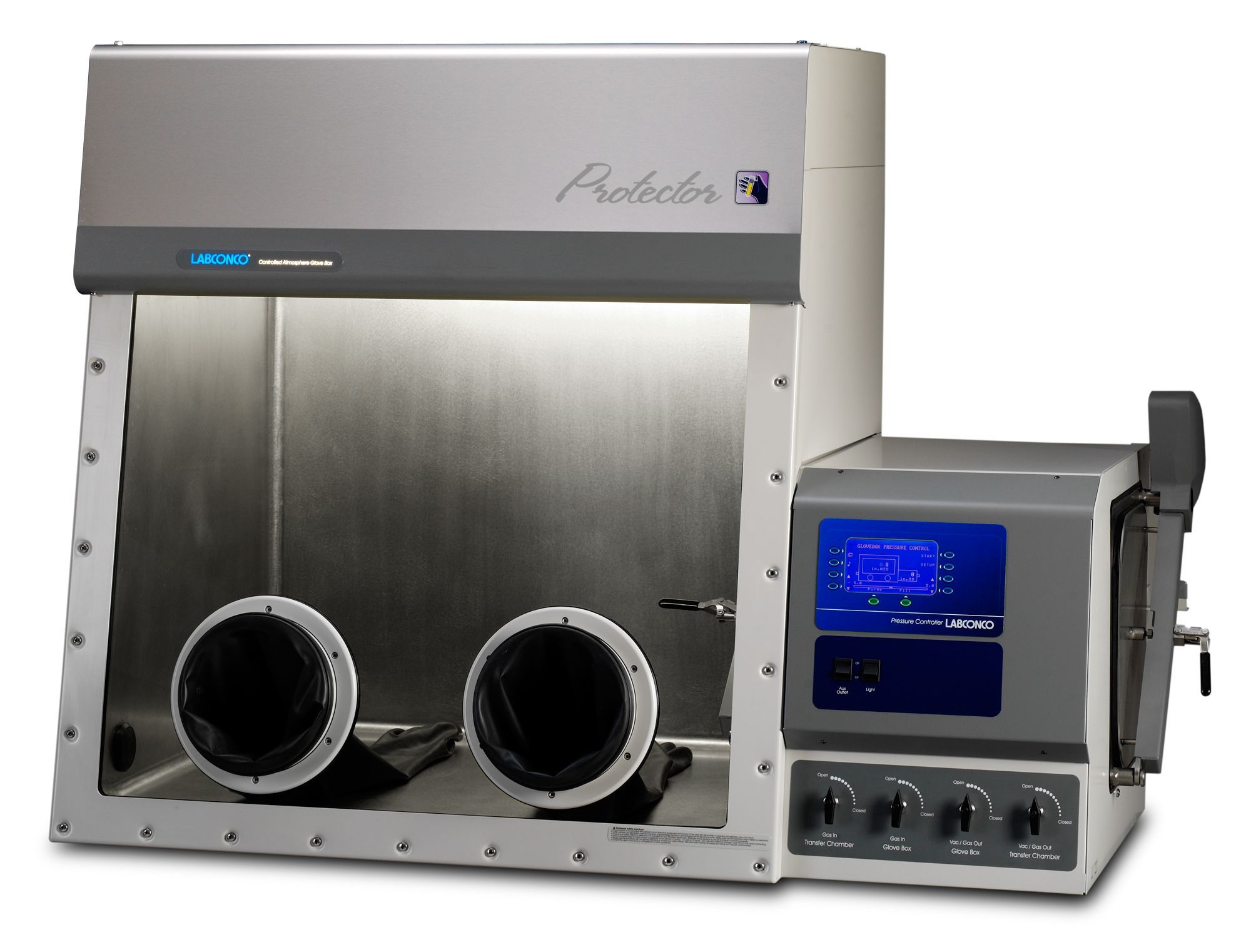 Protector Controlled Atmosphere Glove Box-35.0-Stainless Steel-Two-Auto-North America, 115 Volts