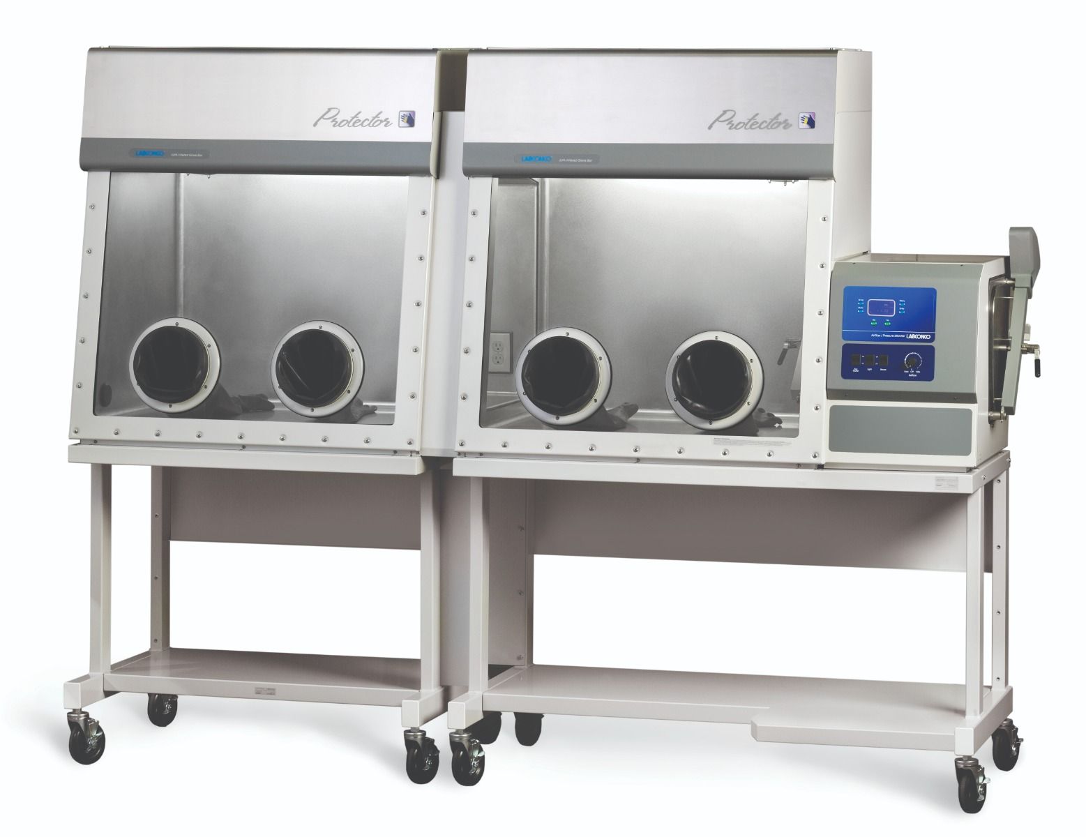 Protector Stainless Steel ULPA Filtered Glove Box, Four Glove Ports, Schuko